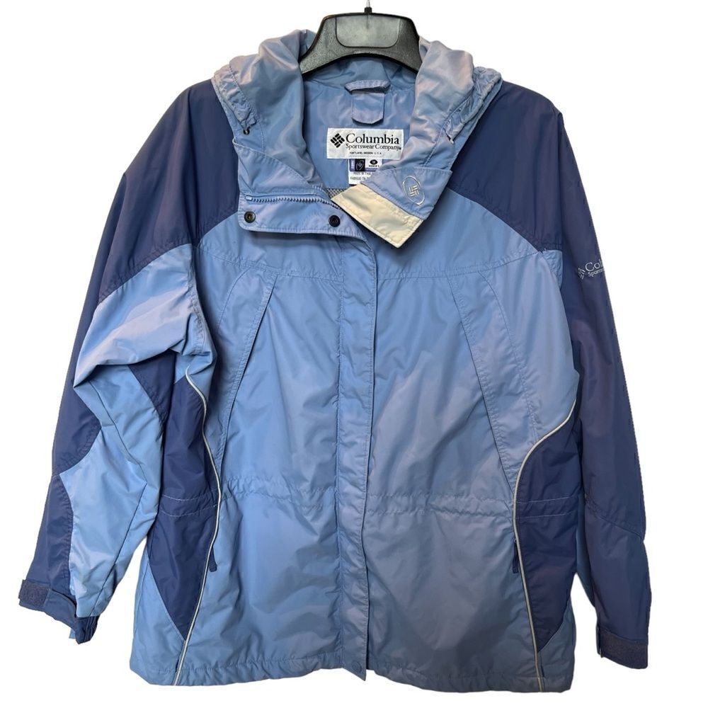 Columbia Sportswear Women's Hooded Windbreaker Jacket 2 Tone Blue Size 1X